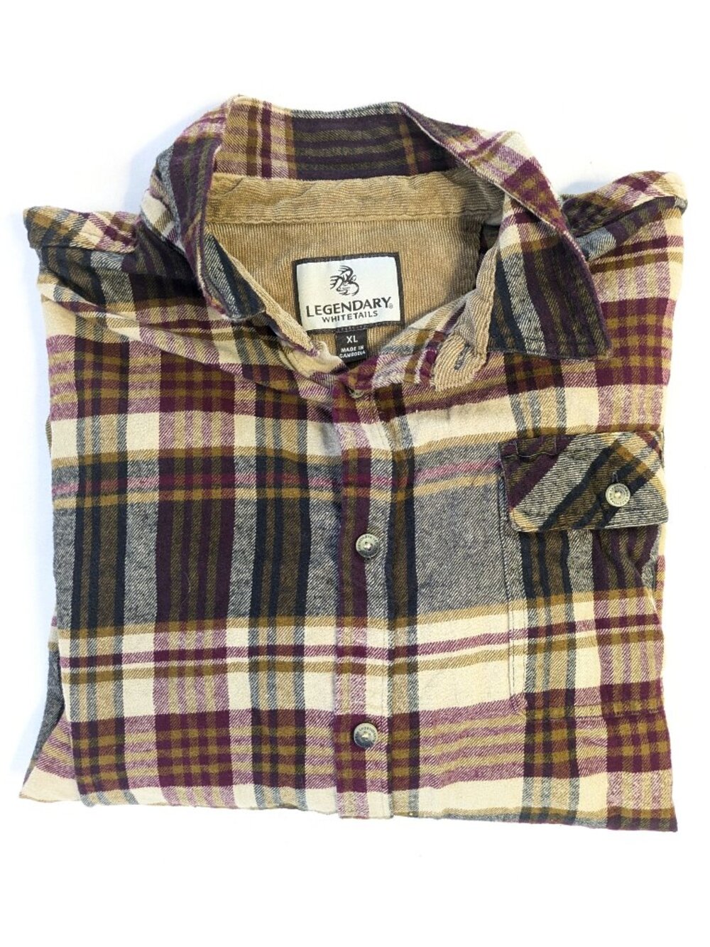 Legendary Whitetails Flannel Shirt - Men's XL - Plaid Outdoors Long Sleeve